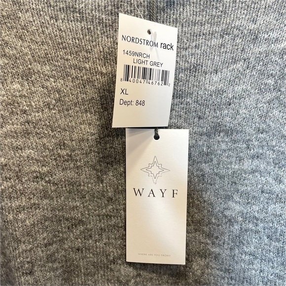 WAYF Where Are You From Mock Neck Tie Waist Sweater Light Grey XL New - Picture 5 of 8